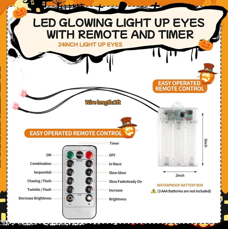 LCHUANG 4 Pack Halloween Decoration LED Glowing Light Up Skulls Eyes, Horror DIY Glowing Eyes Lights Battery Operated for Halloween Decoration Masks, Skulls, Pumpkin, Spider, Tombstone Props (Green) - Image 2